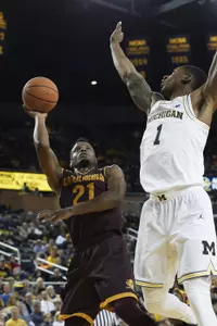 Senior Cecil Williams (21) scored 16 points Wednesday in the Chippewas' 71-60 victory over Sam Houston State at the Great Alaska Shootout.