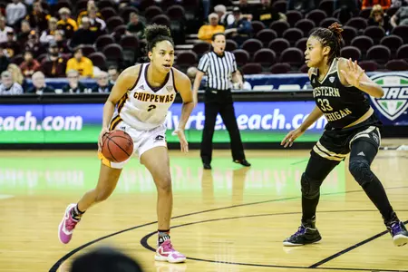 Tinara Moore had 27 points and 19 rebounds -- both season highs -- on Friday in leading the CMU women's basketball team to an overtime victory over San Diego State in the Junkanoo Jam.