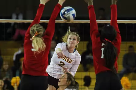 CMU senior Jordan Bueter collected 19 kills on Friday in a four-set MAC victory over Northern Illinois at McGuirk Arena.