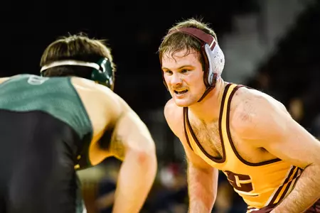 CMU senior Colin Heffernan (right) finished second at 157 pounds last season at the Cliff Keen Las Vegas Invitational.