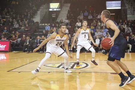 Sophomore Kevin McKay (20) finished with a double-double -- 14 points, 11 rebounds -- on Sunday in the Chippewas' exhibition win over Northwood at McGuirk Arena.