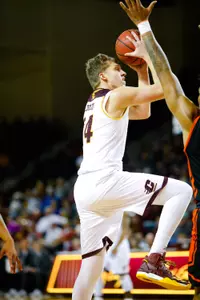 David DiLeo posted career highs in points (29) and rebounds (15) as the CMU men won in overtime at UMKC on Tuesday.