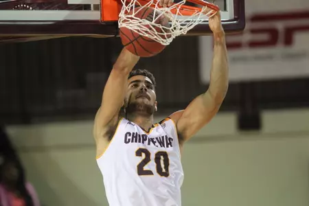 CMU sophomore Kevin McKay throws down a dunk en route to a game-high 17 points on Tuesday in the Chippewas' 75-48 victory over Montana State at McGuirk Arena.