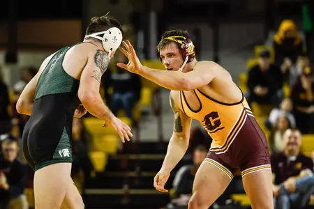 Sophomore Logan Parks recorded a pin, his second of the season, in CMU's dual-meet loss at South Dakota State on Friday.
