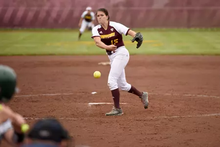 CMU pitcher Rachael Knapp held Ohio State to one run through 7 innings Sunday in the Chippewas' final at the Texas A&M Aggie Classic.