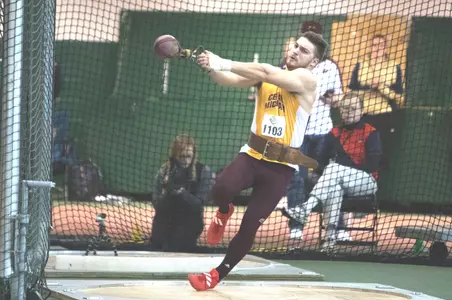 CMU's Dylan Banagis finished second on Saturday in the men's weight throw at the MAC Indoor Championships.