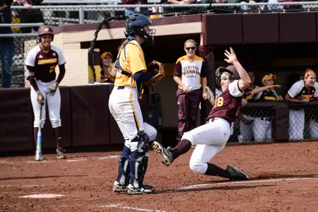 Lacy Tolfree broke up Toledo's no-hit bid with a ninth-inning single, and later scored the game's lone run on an Allison Curtis single in the Chippewas' 1-0 win on Friday.