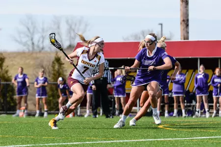 Jocelyn Lemay tied the program record with six goals on Friday in CMU's 23-6 win at Delaware State.