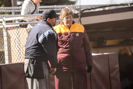 Veteran CMU coach Margo Jonker (right) and her Chippewas face Ball State this weekend in a battle of Mid-American Conference co-leaders.