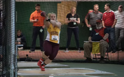 CMU's Kylee Dobbelaere won the women's hammer throw on Saturday at the Baylor Invitational in Waco, Texas.