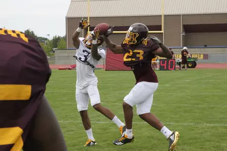Jay Roberson (23) is one of several players on the CMU roster who will look to fill the shoes of injured teammate Tyler Conklin.