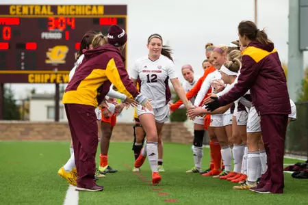 CMU's Mary Carlson (12) was named the MAC Defensive Player of the Week.