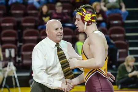 Tom Borrelli (left) begins his 26th season in charge of the Central Michigan wrestling program when the Chippewas open the season at the Michigan State Open on Nov. 5.