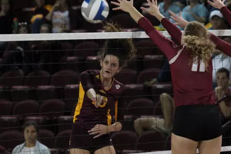 Freshman Lyza Myers is tied for second among Chippewas with 78 kills this season.