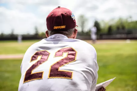 CMU coach Steve Jaksa looks out at the field at Theunissen Stadium during a 2017 game. The Chippewas begin their fall schedule on Sunday with their annual Scout Day.