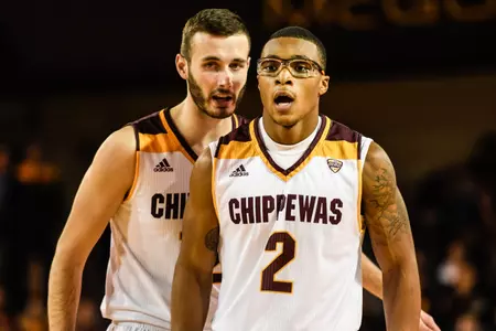 Josh Kozinski (left) and Shawn Roundtree combined for 33 points -- 28 of them in the second half -- on Saturday as Central Michigan came back from a 15-point deficit to beat Bowling Green on the road.