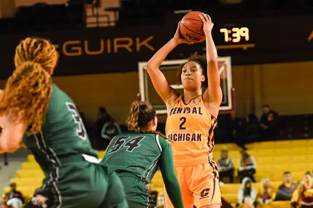 CMU senior Tinara Moore finished with 22 points and 16 rebounds for her sixth double-double of the season on Wednesday as the Chippewas rolled past Ohio in a MAC game at McGuirk Arena.