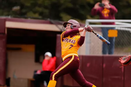 Rachel Vieira was the hero of CMU's 3-2 victory over Delaware State on Friday at the Liberty Softball Challenge.