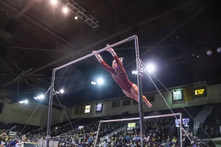 Sophomore Hayley Porter posted a career-best 9.900 on uneven bars for the CMU gymnastics team on Sunday at Bowling Green.