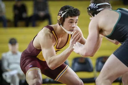 Junior Jordan Atienza posted a 12-4 major-decision victory at 197 pounds on Sunday, helping the Chippewas to a MAC dual victory at Old Dominion.