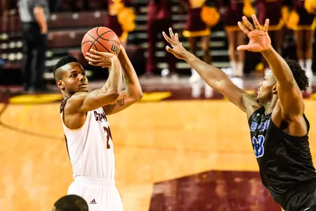 CMU senior Cecil Williams puts up a shot on Tuesday in the Chippewas' 88-82 loss to Buffalo at McGuirk Arena. Williams finished with 23 points and nine rebounds, one board shy of his fourth double-double of the season.