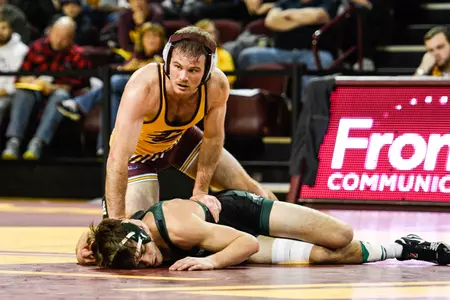CMU senior Colin Heffernan is ranked 14th at 157 pounds. He is one of five CMU wrestlers ranked this week by InterMat.com.