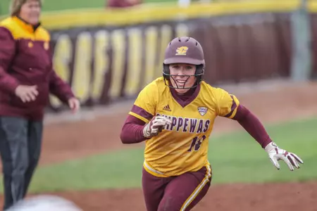Lacy Tolfree had five hits on Saturday as the CMU softball team split two games in the South Florida Under Armour Showcase in Clearwater, Fla.