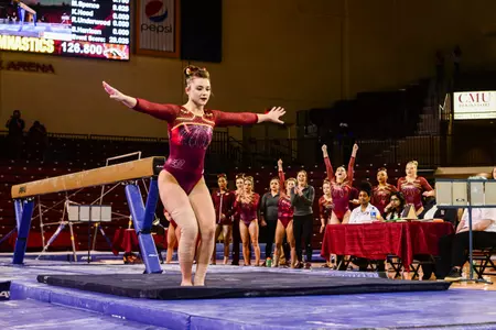 Senior Miranda Wieczorek posted a career-high 9.900 to lead CMU on beam on Sunday in a nonconference tri-meet at Ohio State.