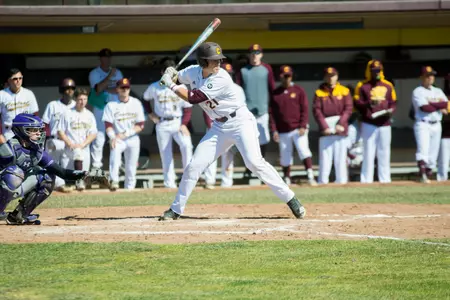 Redshirt freshman Griffin Lockwood-Powell had five hits on Saturday in CMU's nonconference doubleheader split with Northwestern at Theunissen Stadium.