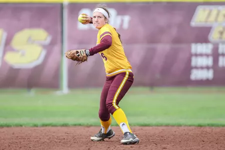 Kayla Noch hit her second home run of the season for CMU in the opener of a MAC doubleheader on Friday at Ohio.