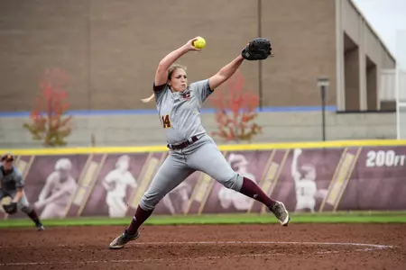 Laura Vaccaro came out of the bullpen on Sunday morning to earn the victory in CMU's 6-2 win over College of Charleston.