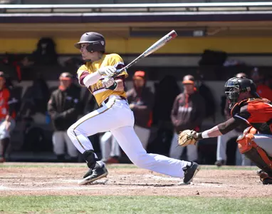 Junior Jacob Crum broke a 2-2 tie with an RBI double in the fifth inning on Saturday in CMU's 4-3 victory over Bowling Green at Keilitz Field at Theunissen Stadium.