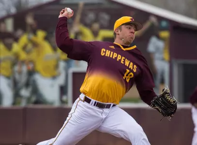 Chippewa starter Logan Buczkowski delivers to the plate on Sunday in a 12-3 MAC victory over Eastern Michigan.