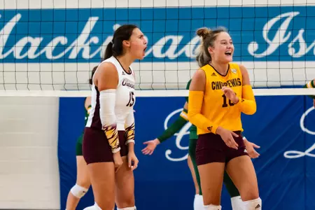 VB playing at Mackinac Public School