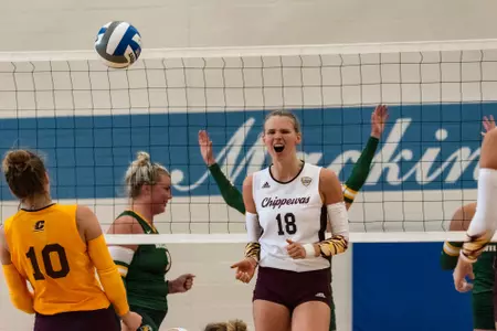 VB playing at Mackinac Public School