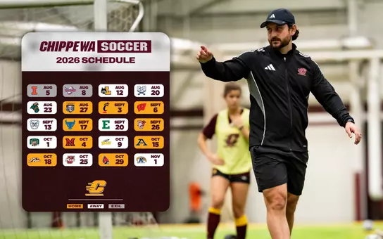 2026 CMU Soccer Schedule Release Graphic