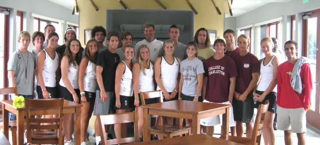 Tennis Great Peter Fleming Visits with CofC Tennis