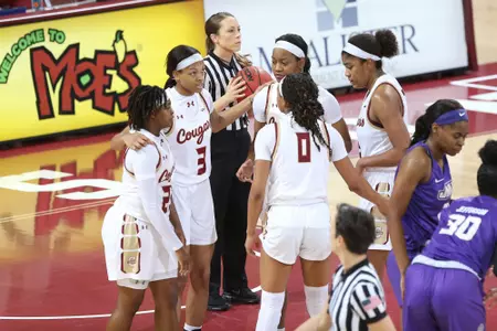 team huddle on court