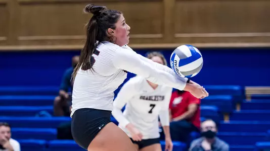 College of Charleston Cougars Volleyball take on the Miami University of Ohio Redhawks at Cameron Indoor Stadium in Durham, NC on September 3, 2021.
