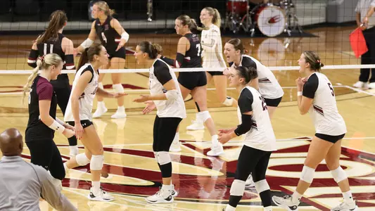 Celebration after point Sept. 22, 2024 at Elon