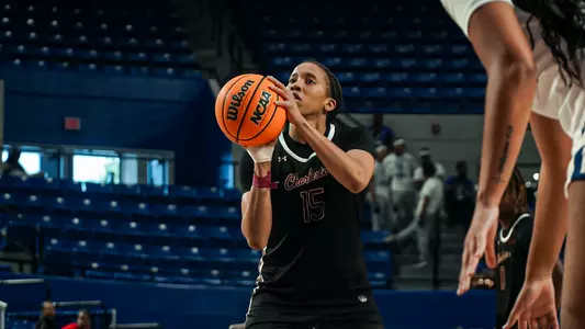 Tyja Beans shoots free throw at Hampton