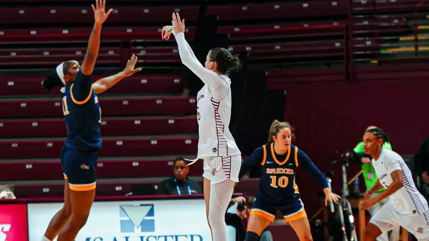 Sophia Tougas shoots three against Drexel