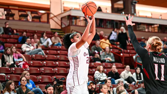 Anilys Rolon shoots three against Elon