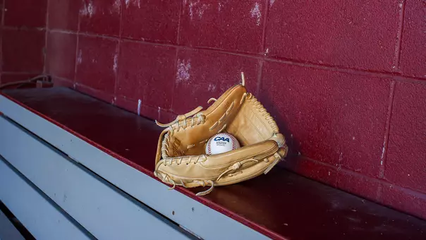 CAA baseball in a baseball glove