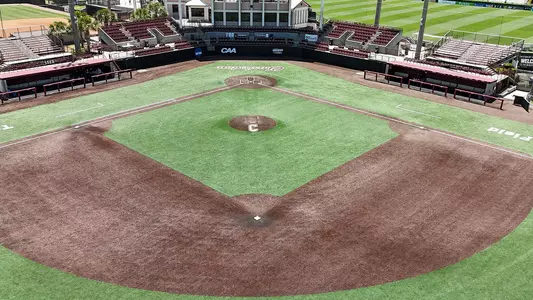 Drone shot of Patriots Point baseball field