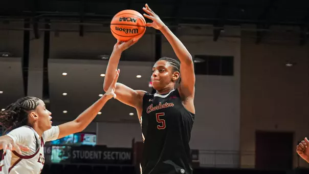 Taryn Barbot shoots three pointer at Elon