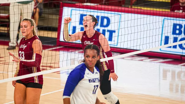 Rosa Brencic celebrating a Charleston point Oct. 10 vs Hampton.