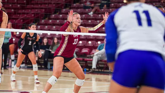 Amanda Busk looking through the net.