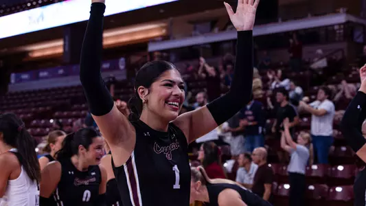 Gabby Tuiaana celebrating after defeating High Point at home.