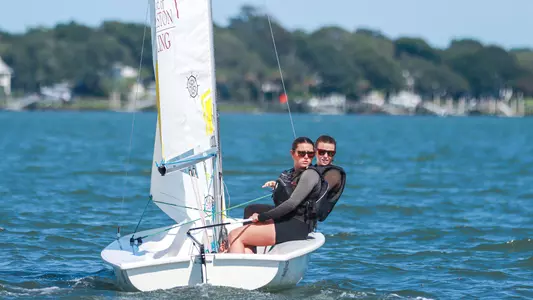 Sailing practicing on the water.